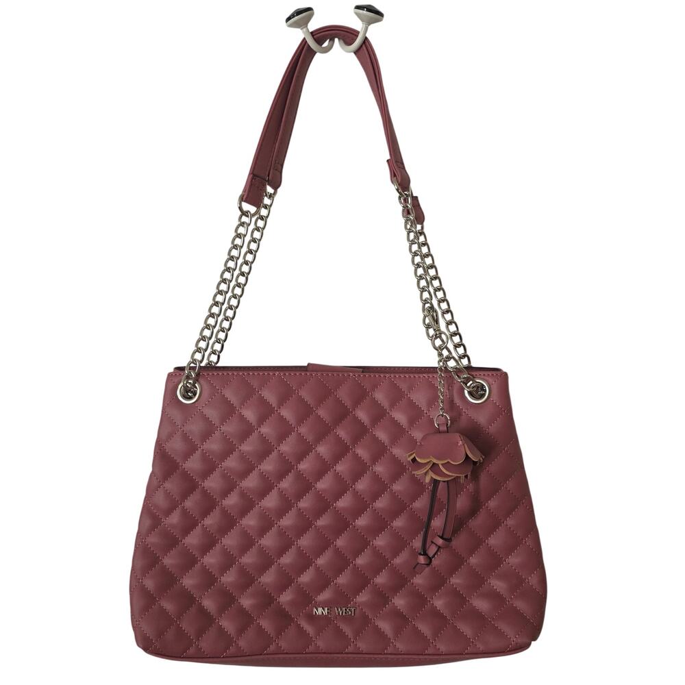 Nine West Pink Quilted Faux Leather Tote Bag Like New